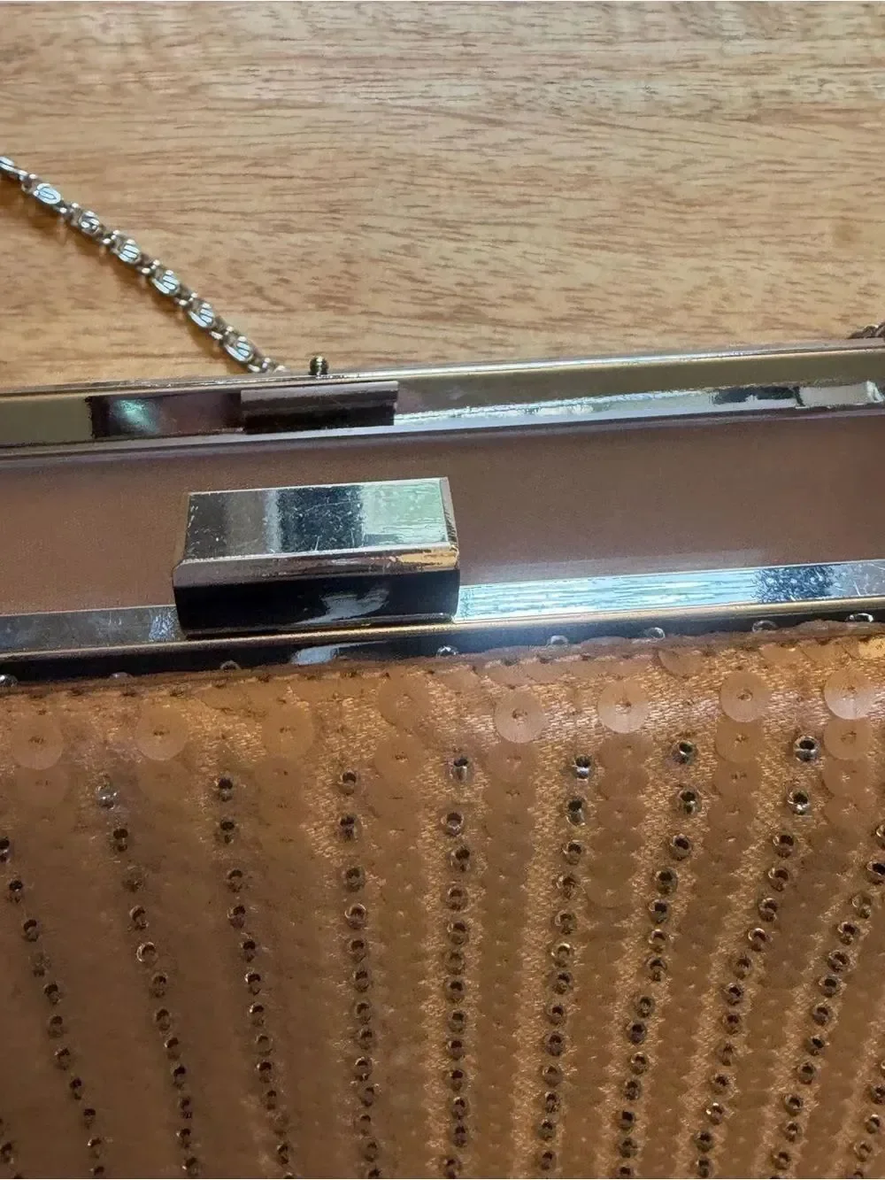 Esther and Lilly hard shell Sequined rhinestone Evening Clutch with Chain